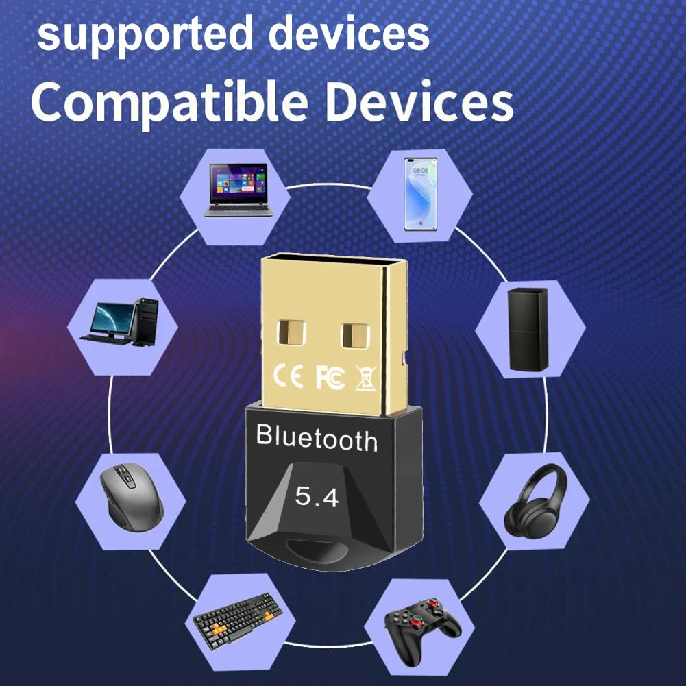 Bluetooth 5.4 USB Adapter for PC Wireless Mouse Keyboard Audio Transmitter Receiver Dongle