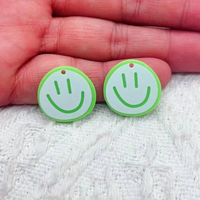 10pcs Lovely Smiling Face Acrylic Charms For Jewelry Making
