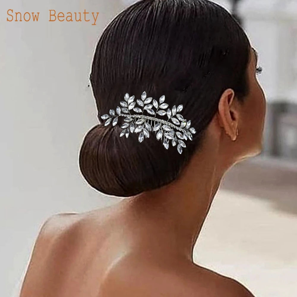 Elegant Crystal Bridal Hair Comb Silver Gold Wedding Headpiece for Women