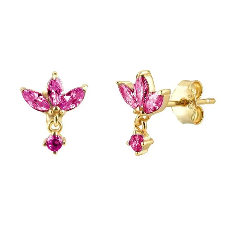 925 Sterling Silver Tiny Stud Earrings Colorful Crystal Luxury Jewelry LN0174-8
