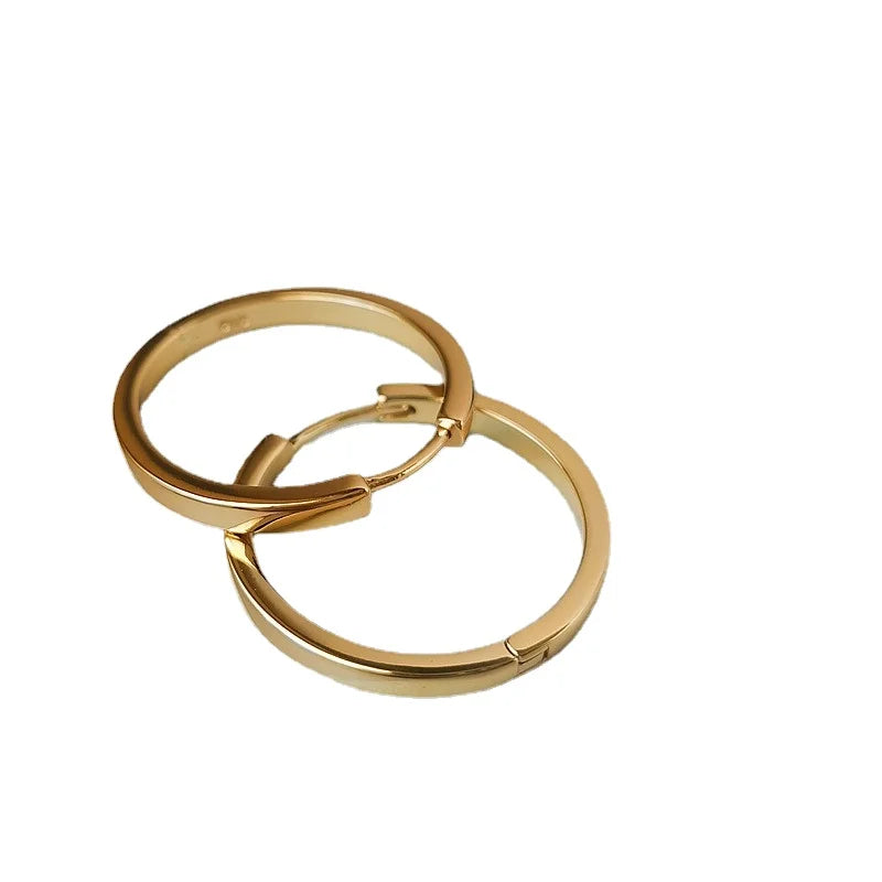 New Fashion Classics Simple Big Round Hoop Earrings for Women Shiny Delicate Jewelry New Arrival 2023 E596 Gold Color Inside 20mm 0.79in