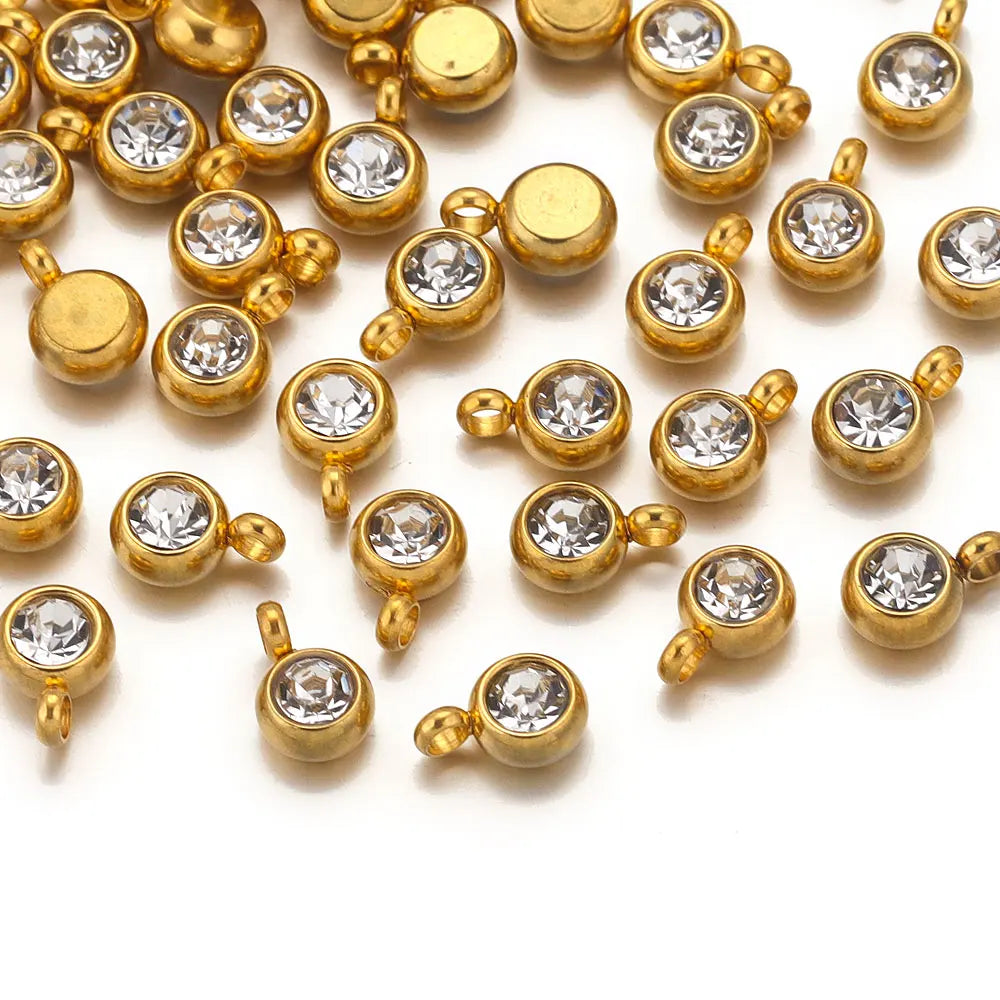 Colorful Crystal Stainless Steel Charms Set for DIY Jewelry Making