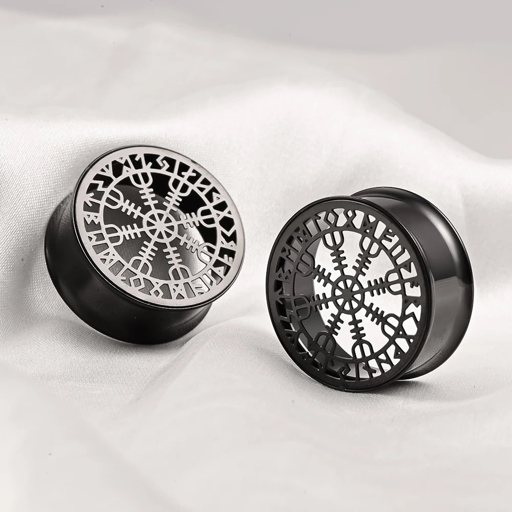 Doearko Fashion Stainless Steel Rune Ear Plugs Tunnels Piercing Expanders Body Jewelry 2PCS Set