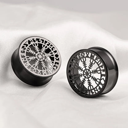 Doearko Fashion Stainless Steel Rune Ear Plugs Tunnels Piercing Expanders Body Jewelry 2PCS Set
