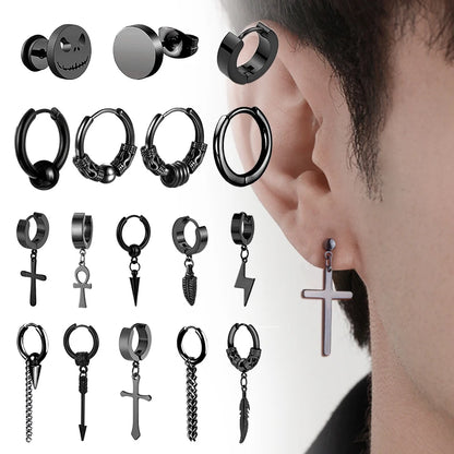 Punk Stainless Steel Stud Earrings Set for Men and Women