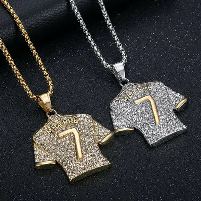 HNSP Stainless Steel Mbappe Jersey Pendant Necklace for Men Soccer Gift