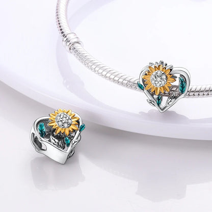 925 Silver Flower Charms Sunflower Tulip Pendants for Bracelet Jewelry Making