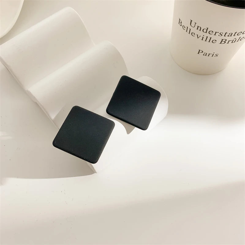S925 Colorful Square Earrings Frosted Geometric Candy Design Acrylic Fashion Jewelry for Women
