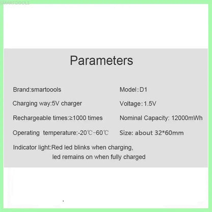 1-8PCS D Size USB Rechargeable Batteries LR20 Li-ion 1.5V 12000mWh 8 PCS D and 2 cable CHINA