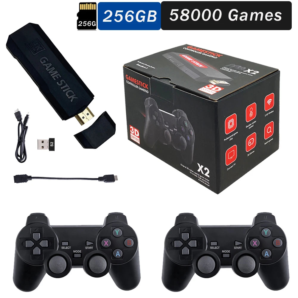 2024 GD10 X2 Pro 4K HD Portable TV Game Console With Dual Rechargeable Wireless Controllers 64GB 128GB 256GB 58,000 Games