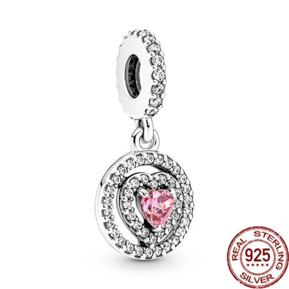 Original 925 Sterling Silver Pink Flower Balloon and Coffee Cup Charms Beads for DIY Women’s Bracelet Jewelry Gift