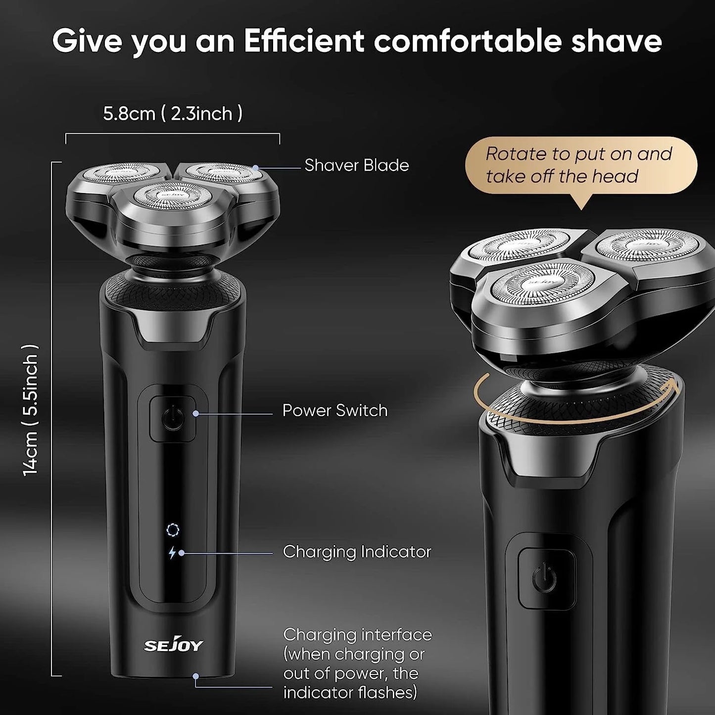 Sejoy 3 In 1 Multifunction Electric Shaver for Men Waterproof Beard and Nose Hair Trimmer with Fast Charging
