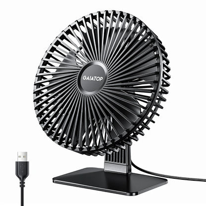 GAIATOP Desk Fan Portable USB Fan 90° Adjustable Mute 4 Speed Black