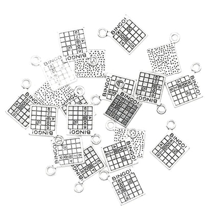 Tibetan Silver Plated Bingo Charms Set for DIY Jewelry Making