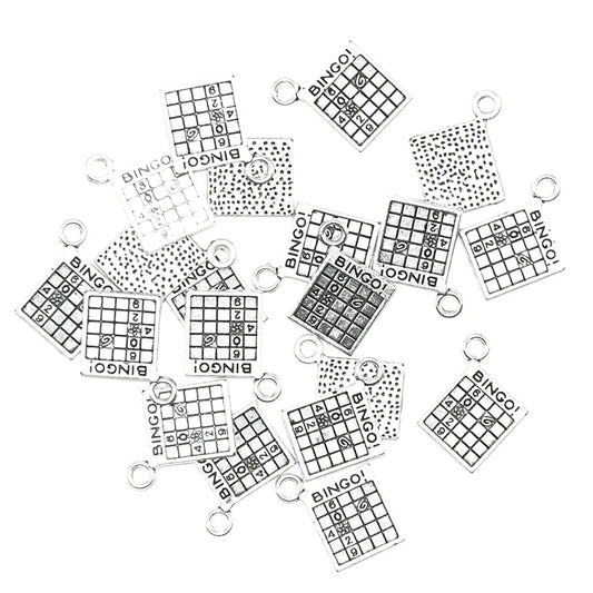 Tibetan Silver Plated Bingo Charms Set for DIY Jewelry Making