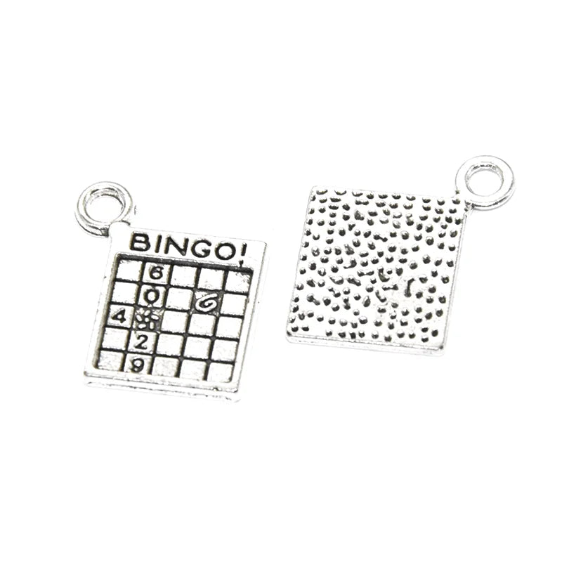 Tibetan Silver Plated Bingo Charms Set for DIY Jewelry Making