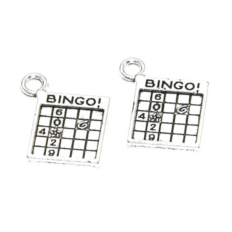 Tibetan Silver Plated Bingo Charms Set for DIY Jewelry Making