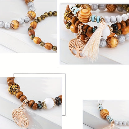 Bohemian Tree of Life Multilayer Beaded Bracelet Set for Men