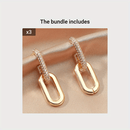 Silvery Zircon Dangle Earrings Elegant Minimalist Copper Jewelry
