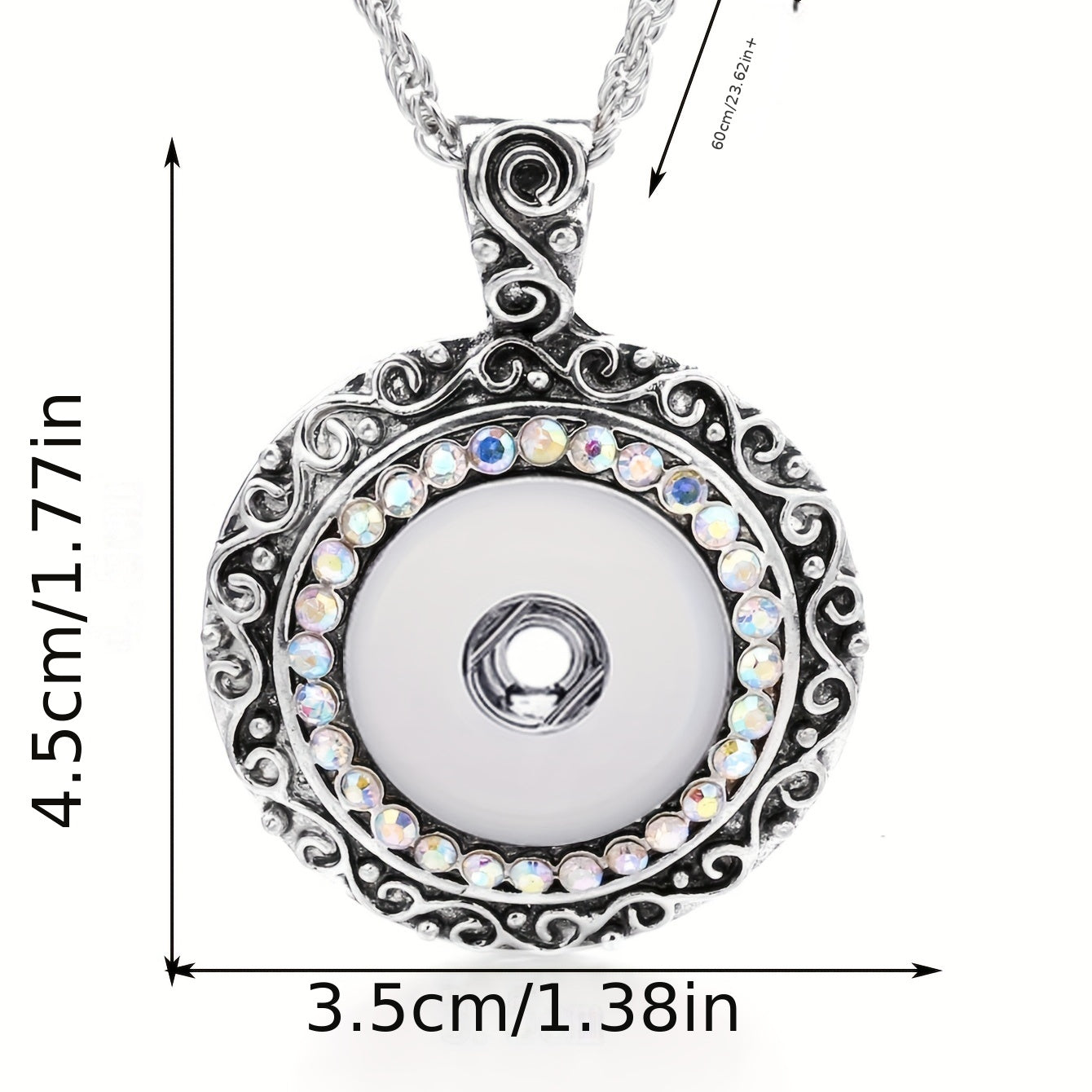 Versatile 18mm Ginger Snap Button Jewelry DIY Pendant Necklace with Interchangeable Design and 23.62 Inch Chain