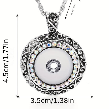 Versatile 18mm Ginger Snap Button Jewelry DIY Pendant Necklace with Interchangeable Design and 23.62 Inch Chain