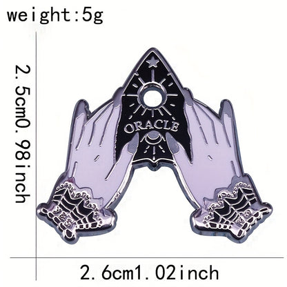 Gothic Witch Hands Horror Heart Brooch Enamel Lapel Pin Jewelry Gift for Men