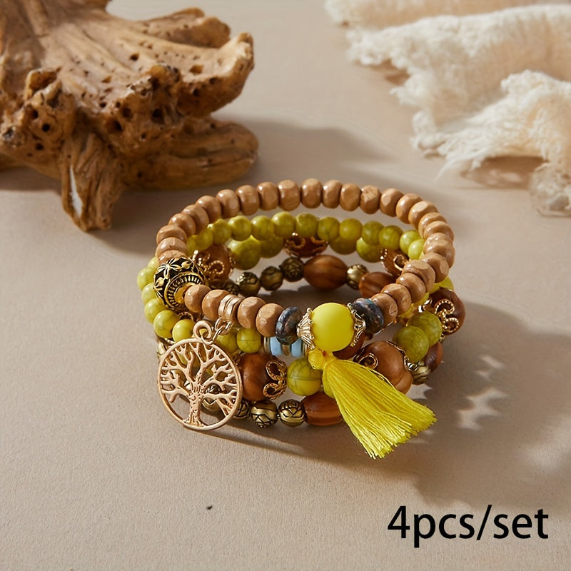 Bohemian Tree of Life Multilayer Beaded Bracelet Set for Men