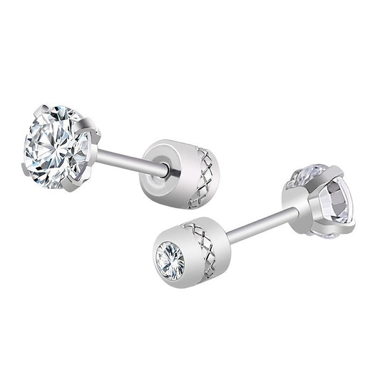 Men's Titanium Steel Zircon Stud Earrings – Durable Stainless Steel Jewelry