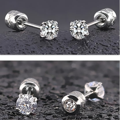 Men's Titanium Steel Zircon Stud Earrings – Durable Stainless Steel Jewelry