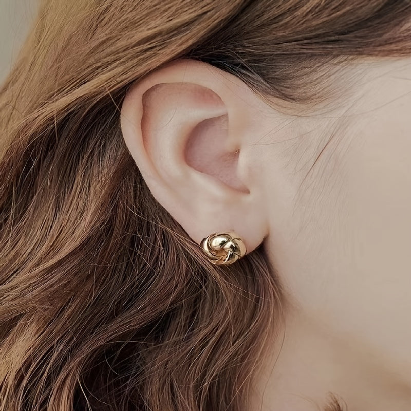 Elegant Alloy Twist Knot Stud Earrings for Women Daily and Party Wear