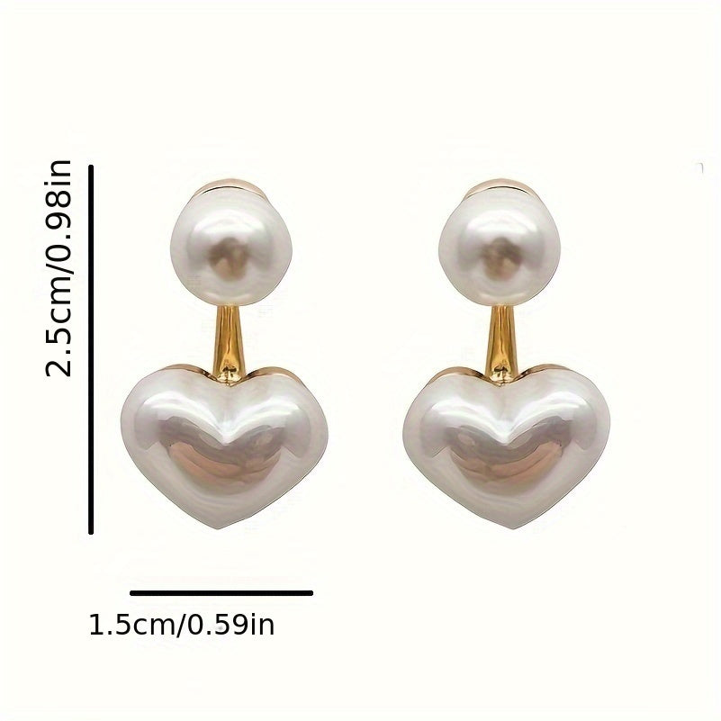 Elegant Heart Pearl Drop Earrings for Women - Vintage Boho Jewelry Accessories