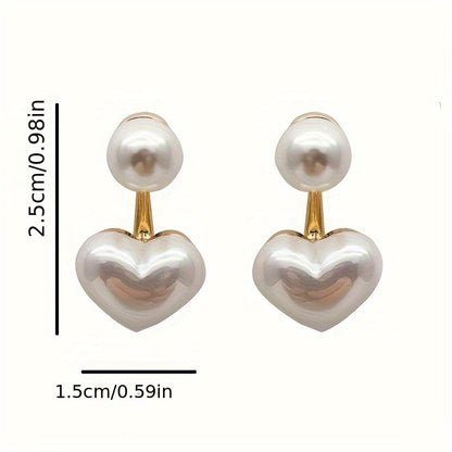 Elegant Heart Pearl Drop Earrings for Women - Vintage Boho Jewelry Accessories