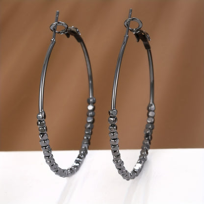 Elegant Cubic Beads Hoop Earrings for Women 18K Gold Plated Jewelry
