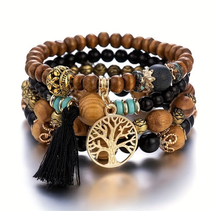 Bohemian Tree of Life Multilayer Beaded Bracelet Set for Men