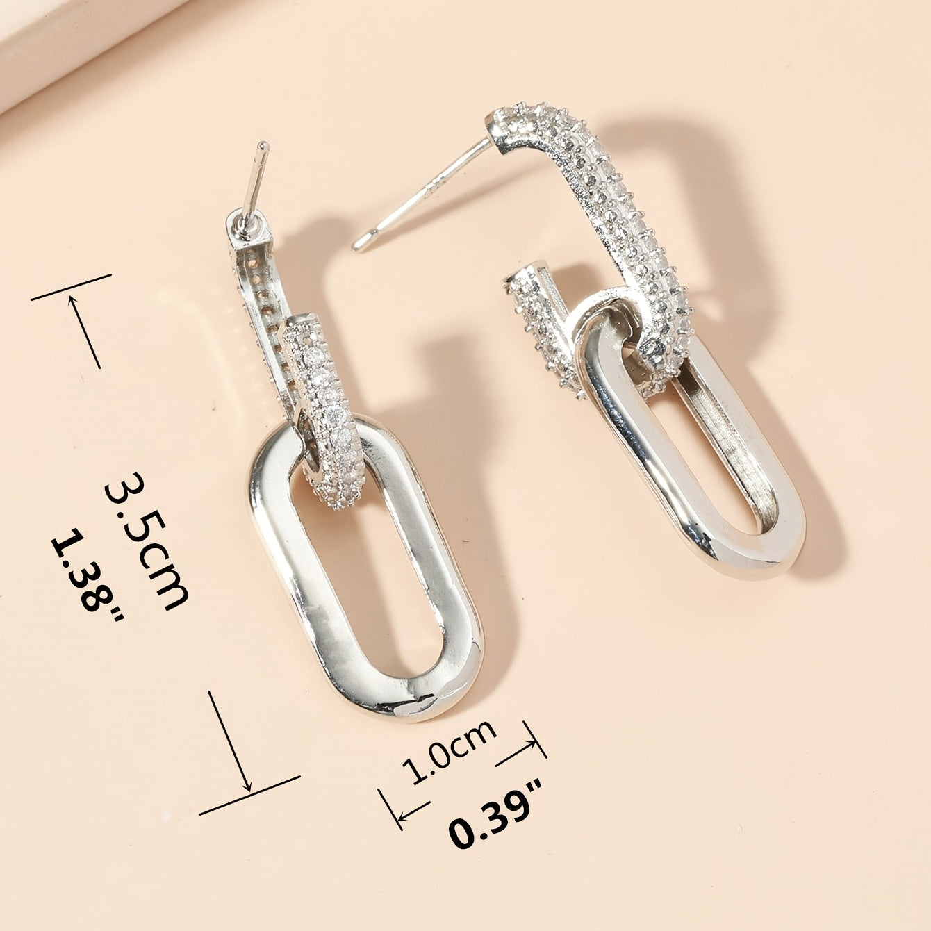 Silvery Zircon Dangle Earrings Elegant Minimalist Copper Jewelry