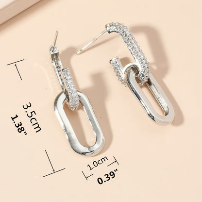 Silvery Zircon Dangle Earrings Elegant Minimalist Copper Jewelry