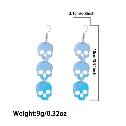 Translucent Acrylic Skull Drop Earrings Punk Style Halloween Jewelry