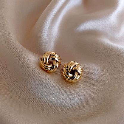 Elegant Alloy Twist Knot Stud Earrings for Women Daily and Party Wear