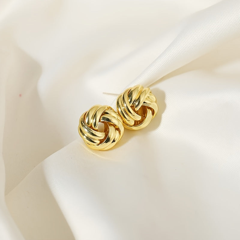 Elegant Alloy Twist Knot Stud Earrings for Women Daily and Party Wear