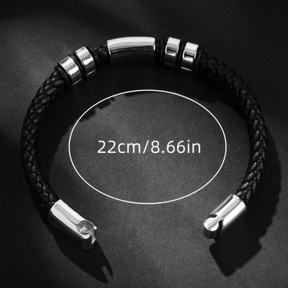Men's Glossy PU Leather Bracelet with Magnetic Clasp - Cool Hip Hop Trend Jewelry