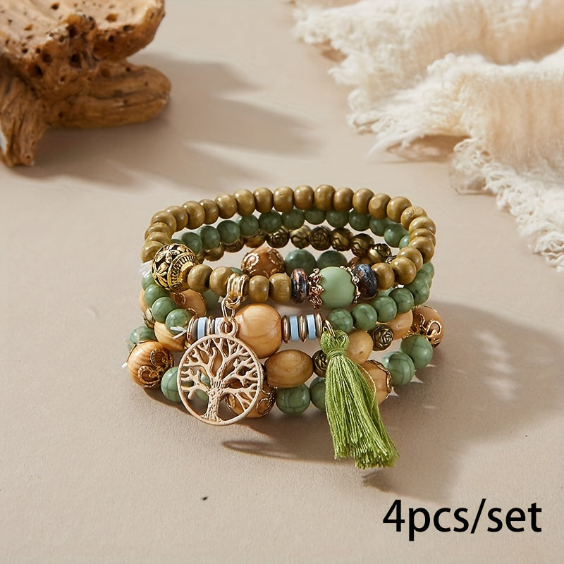 Bohemian Tree of Life Multilayer Beaded Bracelet Set for Men