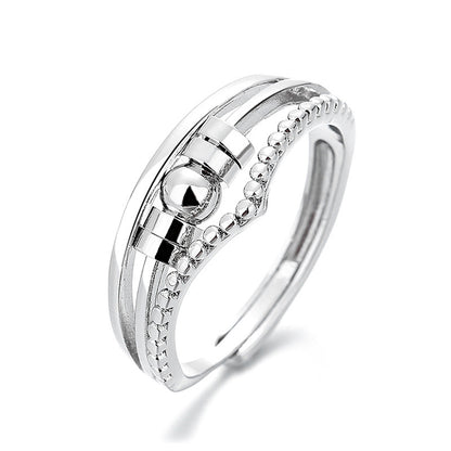 Dainty Rotatable Bead Fidget Ring Adjustable Platinum Plated Anti-Stress Jewelry