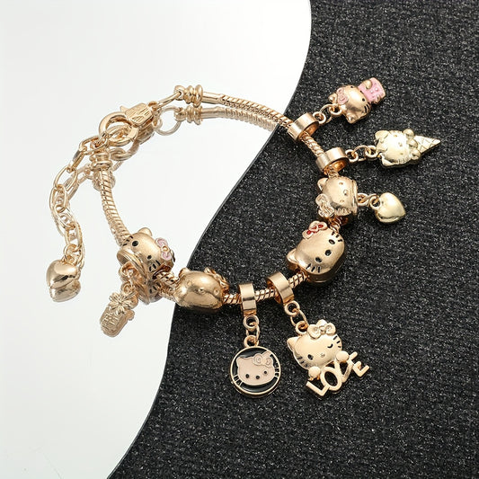 Charming Hello Kitty Cartoon Bangle for Girls - Cute Alloy Jewelry Gift
