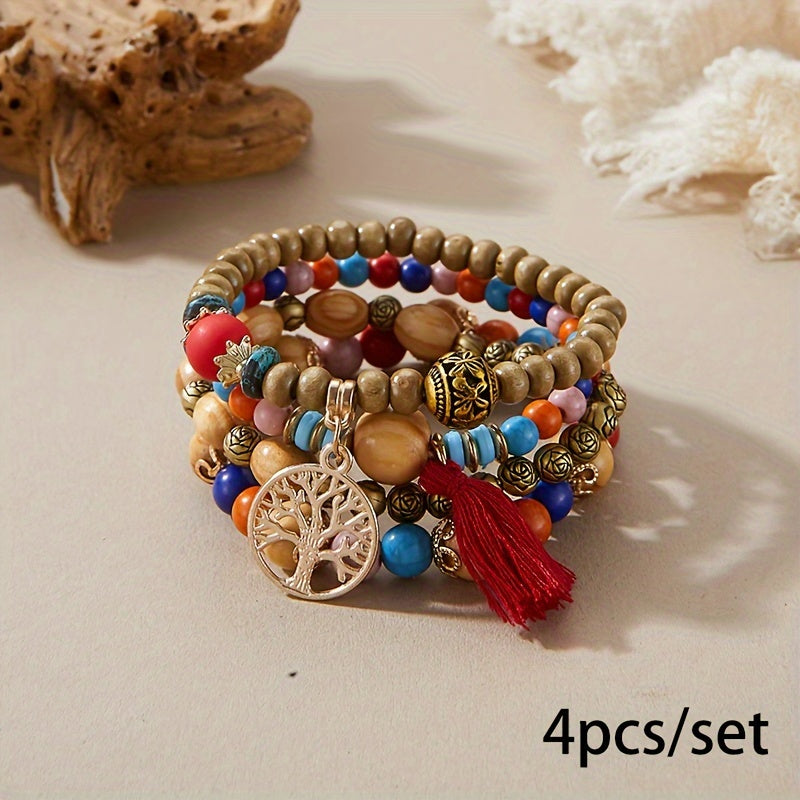 Bohemian Tree of Life Multilayer Beaded Bracelet Set for Men