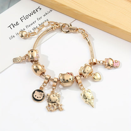 Charming Hello Kitty Cartoon Bangle for Girls - Cute Alloy Jewelry Gift