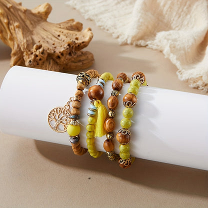 Bohemian Tree of Life Multilayer Beaded Bracelet Set for Men