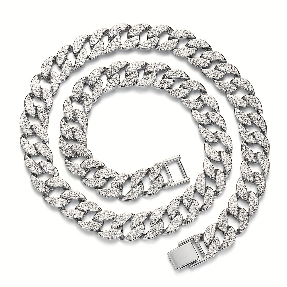 Hip Hop 15mm Faux Diamond Dog Chain Necklace for Stylish and Comfortable Walks