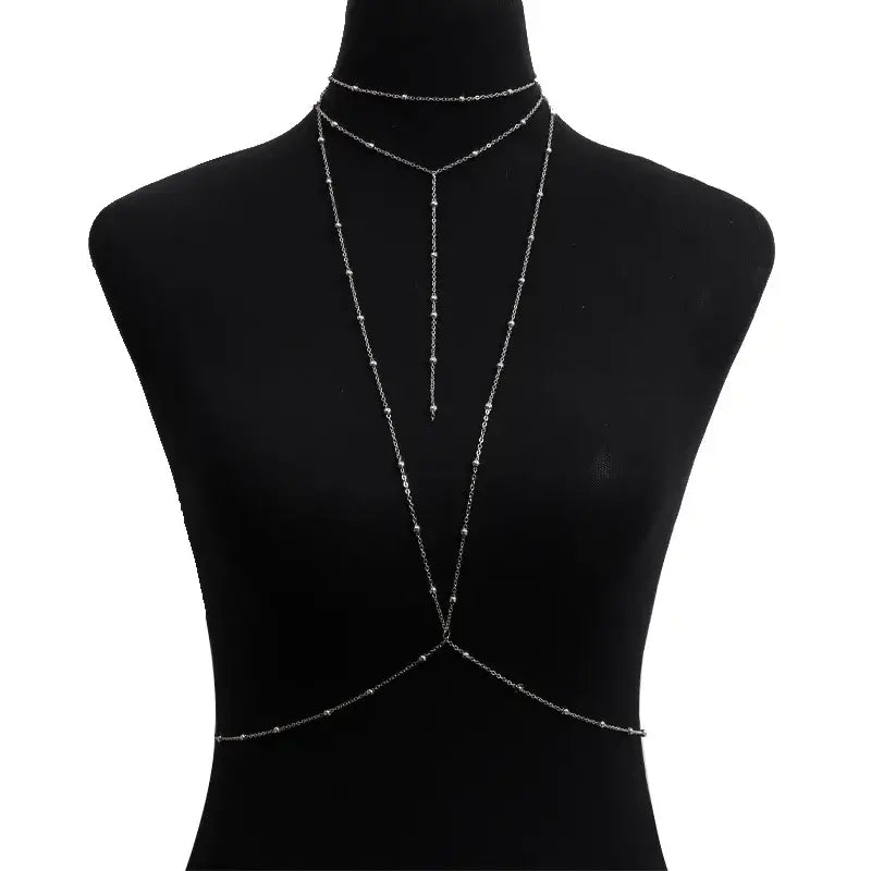 Fashionable Multi-Layer Minimalist Chest Chain Jewelry for Women SILVER PLATED