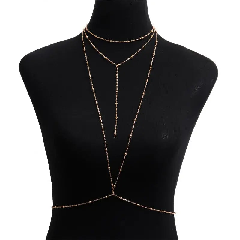 Fashionable Multi-Layer Minimalist Chest Chain Jewelry for Women SILVER PLATED