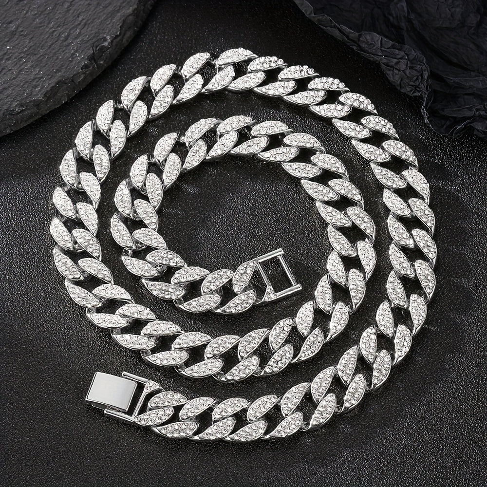 Hip Hop 15mm Faux Diamond Dog Chain Necklace for Stylish and Comfortable Walks